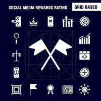 Social Media Rewards Rating Solid Glyph Icon Pack For Designers And Developers Icons Of Cinema Movie Ticket Rating Gear Settings Social Media Vector