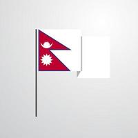 vector de diseño de bandera ondeante de nepal