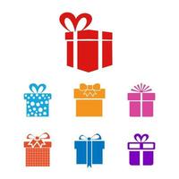 Christmas giftbox icon set vector