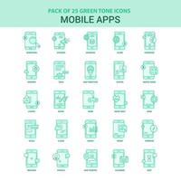 25 Green Mobile apps Icon set vector