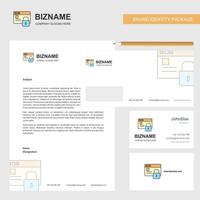 Protected website Business Letterhead Envelope and visiting Card Design vector template