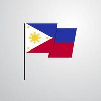 vector de diseño de bandera ondeante de filipinas