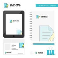 Write document Business Logo Tab App Diary PVC Employee Card and USB Brand Stationary Package Design Vector Template