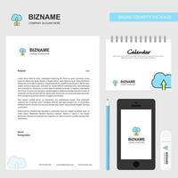 Uploading on cloud Business Letterhead Calendar 2019 and Mobile app design vector template