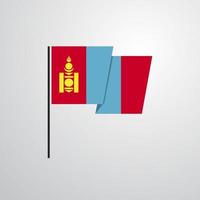 vector de diseño de bandera ondeante de mongolia