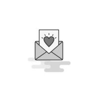 Love letter Web Icon Flat Line Filled Gray Icon Vector