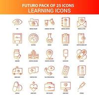 futuro naranja 25 iconos de aprendizaje conjunto de iconos vector