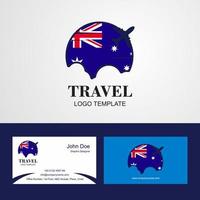logotipo de la bandera de Australia de viaje y diseño de tarjeta de visita vector