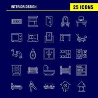 los iconos de la línea de diseño de interiores establecidos para el kit de uxui móvil infográfico y el diseño de impresión incluyen muebles de alfombra ventana del hogar entrada de la puerta de la casa vector eps 10