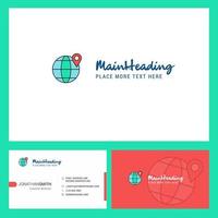 Location on globe Logo design with Tagline Front and Back Busienss Card Template Vector Creative Design