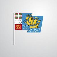 Saint Pierre and Miquelon waving Flag design vector