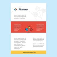 Template layout for Heart and star balloons comany profile annual report presentations leaflet Brochure Vector Background