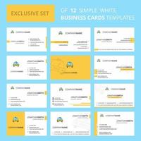 conjunto de 12 plantillas de tarjetas de negocios creativas de taxi logotipo creativo editable y fondo de tarjeta de visita vector
