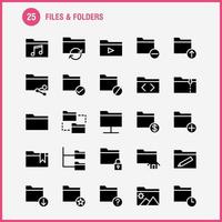 Files And Folders Solid Glyph Icon Pack For Designers And Developers Icons Of Connect Folder Network Files Edit Folder Pencil Write Vector