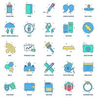 25 conjunto de iconos de color plano de mezcla de concepto de negocio vector