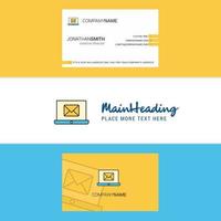 Beautiful Email on laptop Logo and business card vertical Design Vector