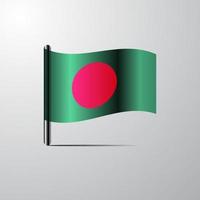 Bangladesh waving Shiny Flag design vector