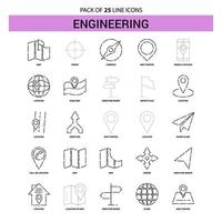 conjunto de iconos de línea de ingeniería 25 estilo de contorno discontinuo vector