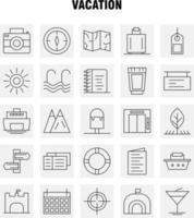 Vacation Line Icons Set For Infographics Mobile UXUI Kit And Print Design Include Picnic Summer Vacation Building Vacation City Flag Board Icon Set Vector