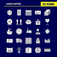 Cargo Shipping Solid Glyph Icon for Web Print and Mobile UXUI Kit Such as Shield Cargo Security Delivery Mobile Cell Cargo Box Pictogram Pack Vector