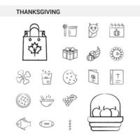 Thanksgiving hand drawn Icon set style isolated on white background Vector