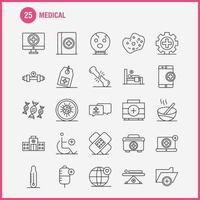 los iconos de línea médica establecidos para el kit uxui móvil de infografía y el diseño de impresión incluyen prueba de adn laboratorio médico edificio médico hospital más vector eps 10