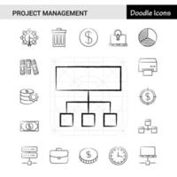 Set of 17 Project Management handdrawn icon set vector