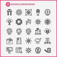 los iconos de la línea de administración empresarial establecidos para infografías kit uxui móvil y diseño de impresión incluyen enrutador en la nube red internet flecha enfoque dirección objetivo colección infografía moderna lo vector