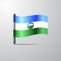 Kabardino Balkaria waving Shiny Flag design vector