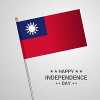 Taiwan Independence day typographic design with flag vector