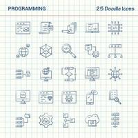 Programming 25 Doodle Icons Hand Drawn Business Icon set vector