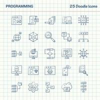 Programming 25 Doodle Icons Hand Drawn Business Icon set vector