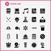 icono de la escuela paquete de iconos de glifo sólido para diseñadores y desarrolladores iconos de educación globo escolar mochila bolsa aprender vector de escuela de aprendizaje