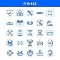 paquete de iconos de línea de fitness para diseñadores y desarrolladores iconos de escáner médico monitor de estadísticas fitness médico salud gimnasio vector