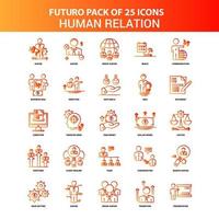 Orange Futuro 25 Human Relation Icon Set vector