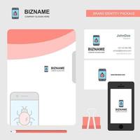 Bug on a smartphone Business Logo File Cover Visiting Card and Mobile App Design Vector Illustration