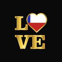 Love typography Chile flag design vector Gold lettering