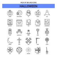 conjunto de iconos de línea de halloween 25 estilo de contorno discontinuo vector