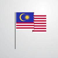 vector de diseño de bandera ondeante de malasia