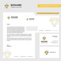 plantilla de vector de diseño de tarjeta de visita y sobre de membrete comercial de diamante