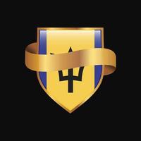 Barbados flag Golden badge design vector