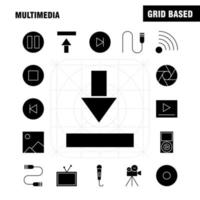 Multimedia Solid Glyph Icon for Web Print and Mobile UXUI Kit Such as Media Mic Microphone Sound Control Fast Forward Media Pictogram Pack Vector