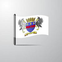 Saint Barthelemy waving Shiny Flag design vector