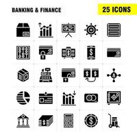 paquete de iconos de glifos sólidos bancarios para diseñadores y desarrolladores iconos de análisis informe de gráfico financiero vector de organización de gestión de jerarquía inferior