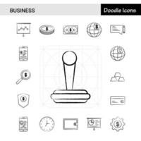 Set of 17 Business handdrawn icon set vector