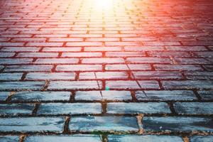 brick footpath or stone walkway with front light for go forward way concept photo