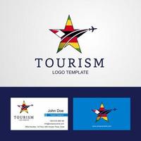 logotipo de estrella creativa de bandera de zimbabwe de viaje y diseño de tarjeta de visita vector