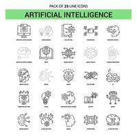 conjunto de iconos de línea de inteligencia artificial 25 estilo de contorno discontinuo vector