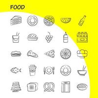 icono dibujado a mano de comida para impresión web y kit de uxui móvil, como comida de vidrio, bebida, taza, hamburguesa, comer comida, paquete de pictogramas rápido, vector