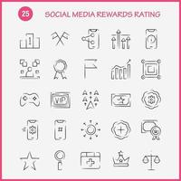 Social Media Rewards Rating Hand Drawn Icon Pack For Designers And Developers Icons Of Cinema Movie Ticket Rating Gear Settings Social Media Vector